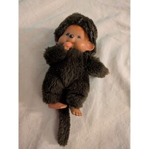 1974 Sekiguchi Monchhichi Monkey Plush Thumb Sucking Vinyl Face Toy Brown